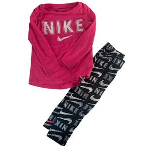 Nike Long Sleeve Pink Shirt and Athletic Pant Outfit Size 2T